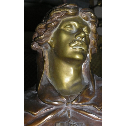 Sculpture "Troubadour" en régule, socle marbre sur  Moinat SA  - Antiquités décoration