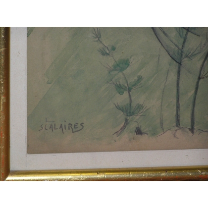  Dessin "Les scalaires" de SANDOZ sur  Moinat SA  - Antiquités décoration
