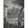 Print on paper: ‘View of the temple at Moinat SA’ – Antiques and home décor – Prints, lithographs