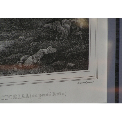 Print on paper: ‘View of the temple at Moinat SA’ – Antiques and home décor – Prints, lithographs