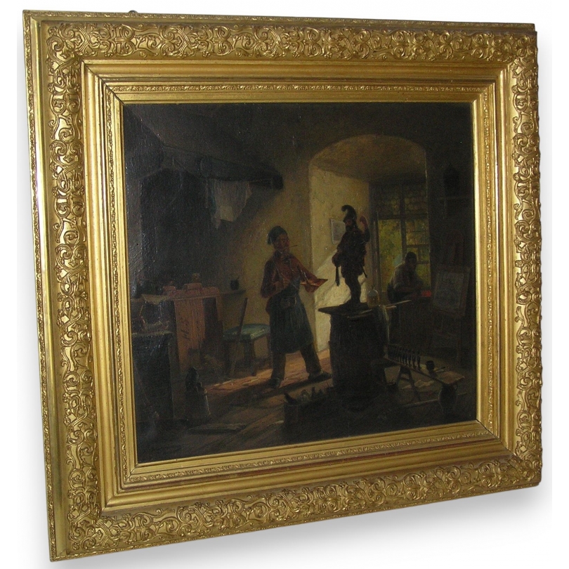 Tableau \"Scène d\'intérieur - L\'artiste\"