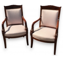 Paire de fauteuils Empire français, aux