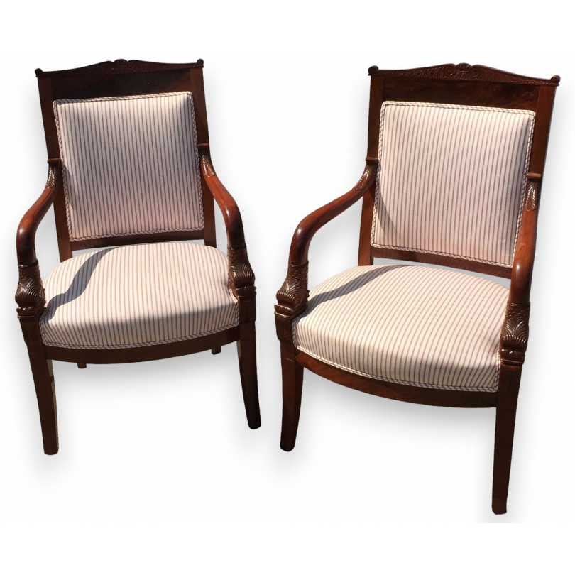 Paire de fauteuils Empire français, aux