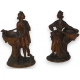 Paire de sculptures figurines "Femme et