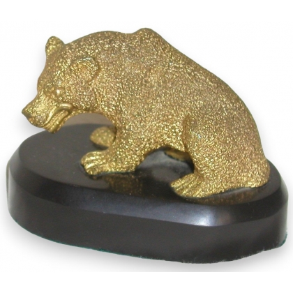 Bronze doré "Ours". Sur socle noir.
