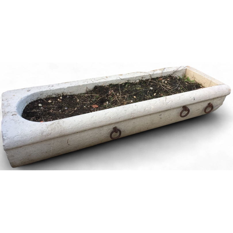 Demi mangeoire rectangulaire en pierre
