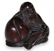 Netsuké sculpture "Sage assis", en bois