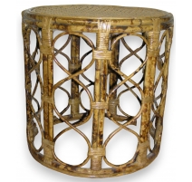 Tabouret rond, en rotin. Siège canné.