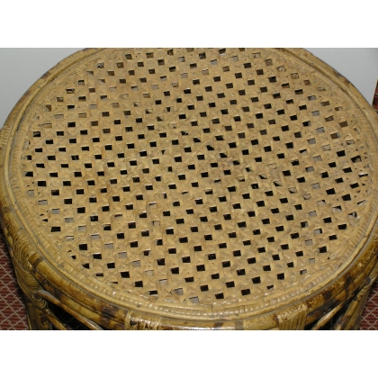 Round rattan stool. Wicker seat. Available from Moinat SA – Antiques and home décor