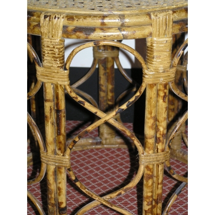 Round rattan stool. Wicker seat. Available from Moinat SA – Antiques and home décor