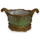 Coupe ovale en porcelaine verte