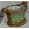 Coupe ovale en porcelaine verte