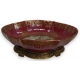 Bol ovale en porcelaine rouge et socle en bronze
