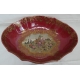 Bol ovale en porcelaine rouge et socle en bronze