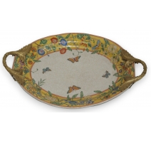 Plateau ovale en porcelaine jaune