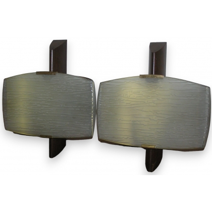 Pair of wall lights, made of brass and glass, by  Moinat SA  - Antiques and home décor