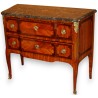  Petite commode Transition marquetée à deux tiroirs sur  Moinat SA  - Antiquités décoration
