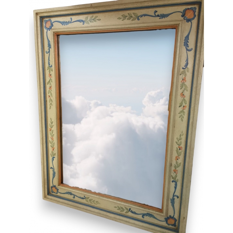  Miroir, en bois peint. Avec décor, sur  Moinat SA  - Antiquités décoration