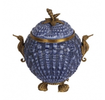 Dose porzellan blau mit rahmen