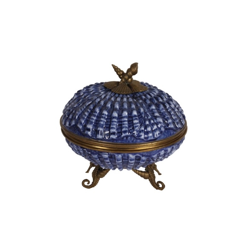 Dose porzellan blau mit rahmen