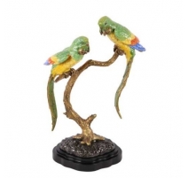 Branche en bronze avec deux perroquets