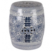 Tabouret en porcelaine bleue et blanche