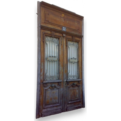  Grande porte d'entrée en chêne sur  Moinat SA  - Antiquités décoration