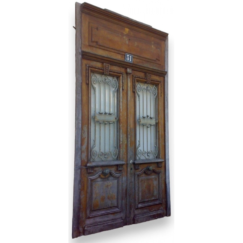  Grande porte d'entrée en chêne sur  Moinat SA  - Antiquités décoration