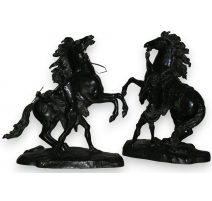 Paire de sculptures "Chevaux de Marly",