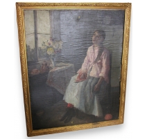 Painting "Young Lady sitting", unsigned.