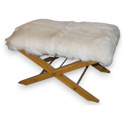 Tabouret X vers 1960, en chêne cerusé