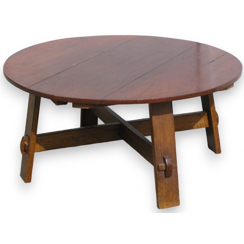  Table ronde basse Arts and Crafts avec sur  Moinat SA  - Antiquités décoration