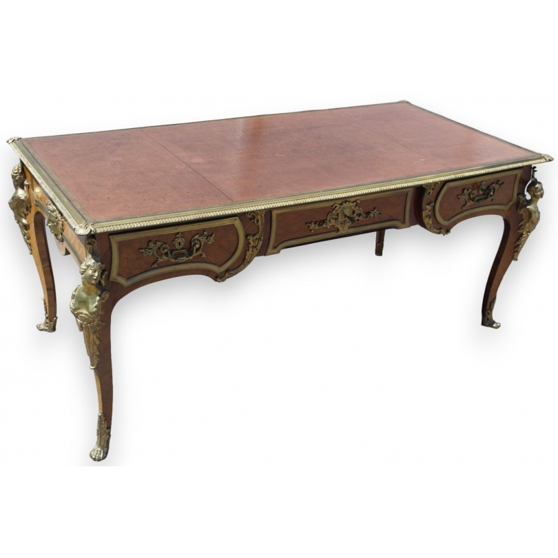  Bureau style Louis XV-Régence, en bois de rose sur  Moinat SA  - Antiquités décoration