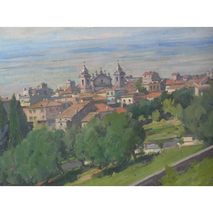 Paintings | Painting entitled ‘Italy – Frascati’, signed J. ODIER Moinat SA  – Antiques and home décor