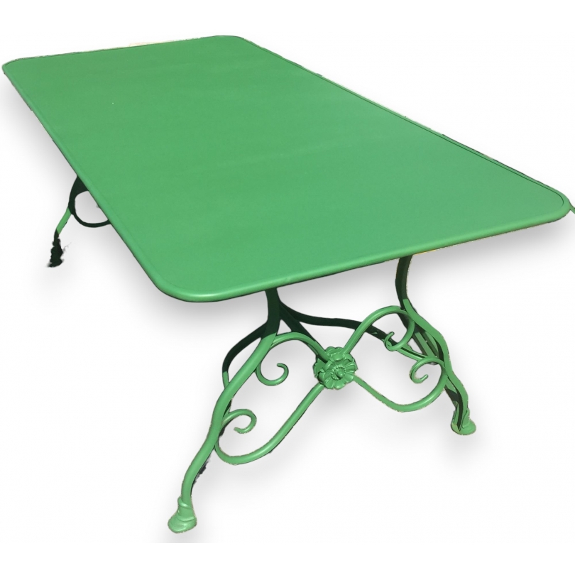  Table modèle Arras en fer forgé vert sur  Moinat SA  - Antiquités décoration