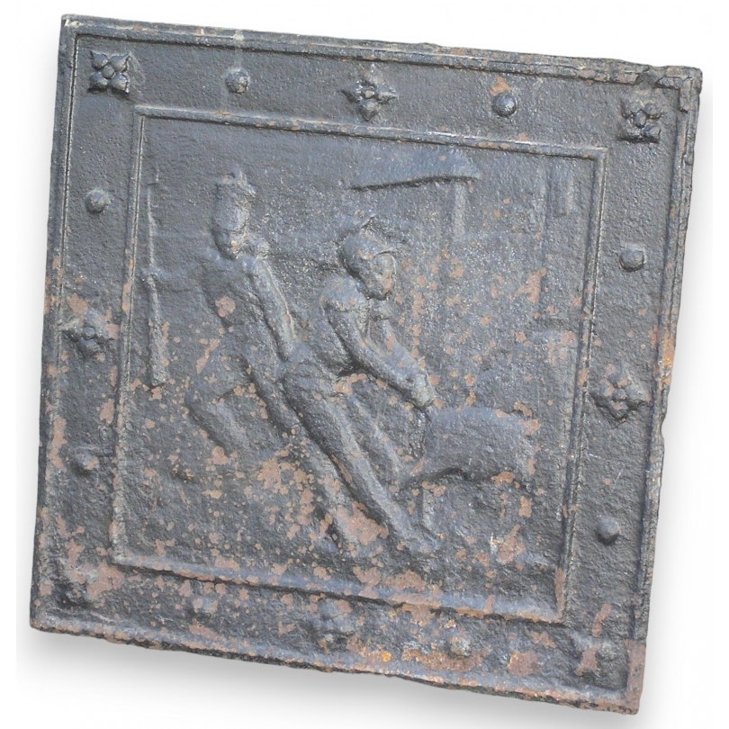 Plaque de cheminée "Chasse aux sanglier"