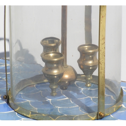 Round three-light brass lantern. Available from  Moinat SA  - Antiques and home décor