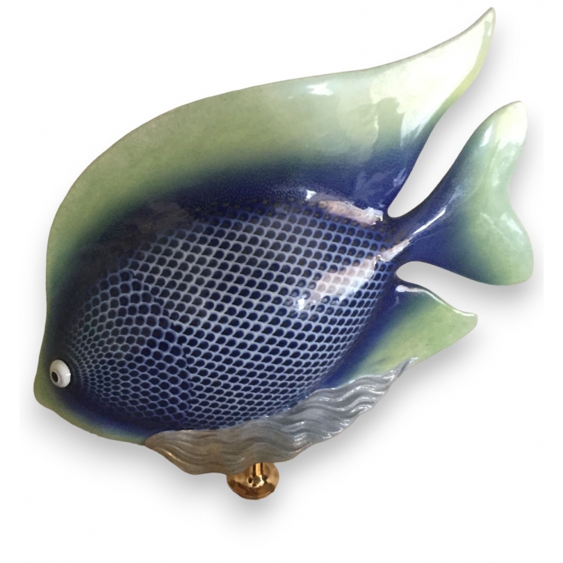 Poisson en porcelaine bleue de MANGANI,
