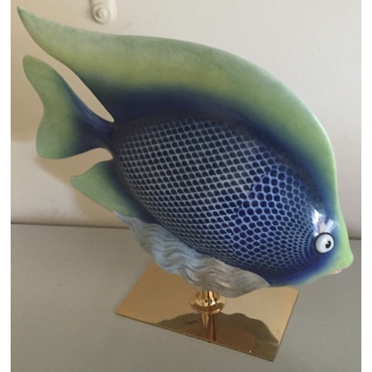 Blue porcelain fish by MANGANI, available at Moinat SA – Antiques and home décor