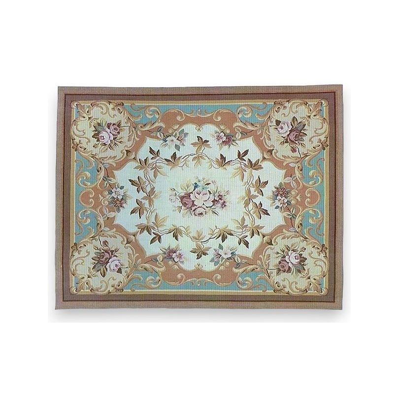 Tapis Aubusson dessin 123 fond blanc,