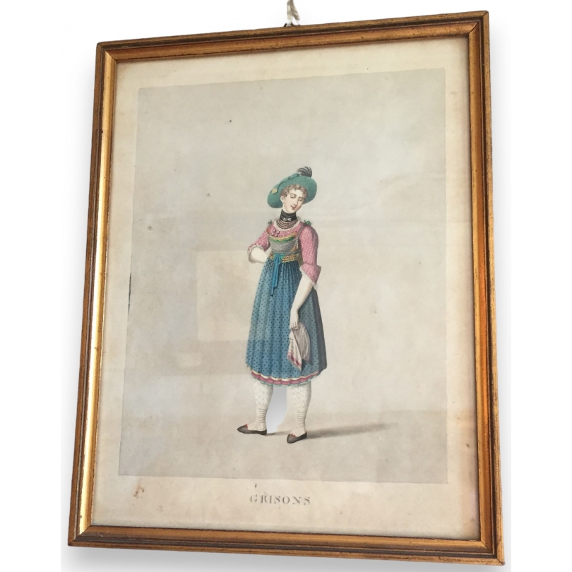Gravure costume "Grisons"  sur Moinat SA  - Antiquités décoration -  Gravures, Lithos