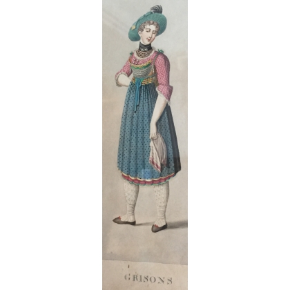 Gravure costume "Grisons"  sur Moinat SA  - Antiquités décoration -  Gravures, Lithos