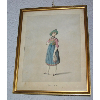 Gravure costume "Grisons"  sur Moinat SA  - Antiquités décoration -  Gravures, Lithos