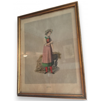 Engraving of the ‘Zug’ costume at Moinat SA – Antiques and decorative arts – Engravings, lithographs