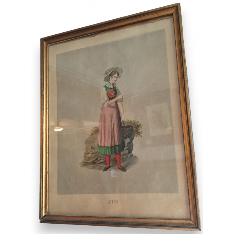 Engraving of the ‘Zug’ costume at Moinat SA – Antiques and decorative arts – Engravings, lithographs