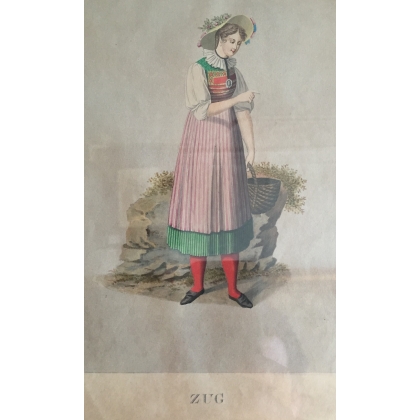 Engraving of the ‘Zug’ costume at Moinat SA – Antiques and decorative arts – Engravings, lithographs