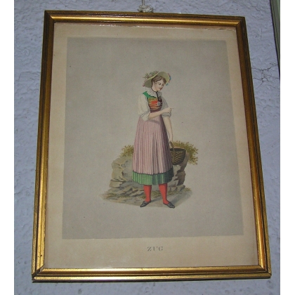 Engraving of the ‘Zug’ costume at Moinat SA – Antiques and decorative arts – Engravings, lithographs