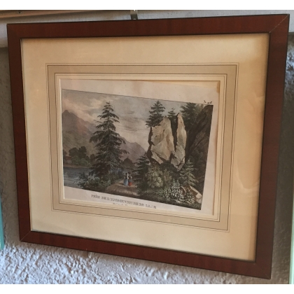 Coloured engraving "Near the mouth of the river" by Moinat SA – Antiques and decorative items – Engravings, lithographs