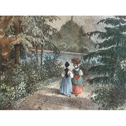Coloured engraving "Near the mouth of the river" by Moinat SA – Antiques and decorative items – Engravings, lithographs