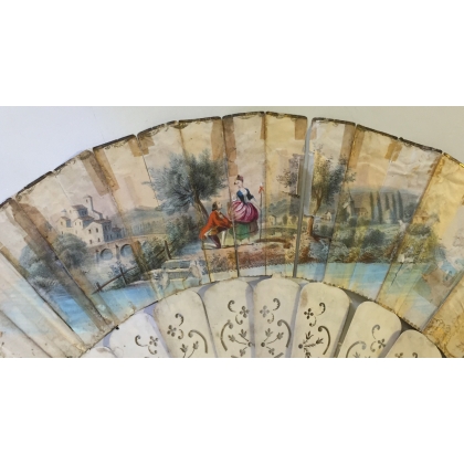 Ivory and paper fan ‘Scène sur’ by Moinat SA – Antiques and decorative items